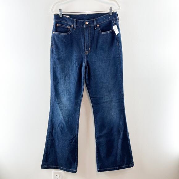 GAP High Rise 70s Flare Leg Jeans Dark Wash Blue 32 / 14 - Picture 2 of 12